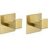 Flybath Ganci Appendiabiti Adesivo Quadrato SUS 304 Acciaio Inossidabile Gancio Portasciugamani Bagno Cucina Ganci da Parete, Oro Spazzolato - 2 Pezzi