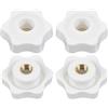 PATIKIL 4 Pz Manopola Dado Vite Forata M8 x 38mm Vite a Stella Bianche | Maniglie di Serraggio a Stella Filettate, Filettatura Femmina, Manopola Plastica, Ottone