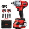 TEENO Avvitatore a Impulsi Brushless,Agli Ioni Di Litio Batterie 2 * 4.0 Ah, 4 Prese a Urti, 1/2 Pollici, 600 N.m (due batterie)