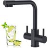 Aktines Rubinetto per Lavello da Cucina a 4 vie a Doppia Leva Miscelatore con Acqua Potabile e Soda per Filtro acqua e Gorgogliatore, nero