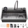 ECTbicyk Lavello a cascata, lavello in acciaio inox T304, 81x50 cm lavello da cucina multifunzionale, lavello da incasso, lavandino con rubinetto multifunzionale e vari accessori (81x50 cm)