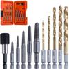 Generic Set di 11 estrattori per viti Easy Out, con rivestimento in titanio, punta sinistra e kit di estrattori per bulloni con adattatore da 1/4, set di estrattori per punte da trapano inverse per dadi