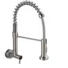 YWJFSA Rubinetto Cucina a Muro con Doccetta Estraibile Girevole a 360°,2 Tipi di Getto,Beccuccio Flessibile,Monocomando Rubinetto Solo Acqua Fredda,Spazzolato