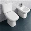 Inbagno Coppia di sanitari monoblocco con scarico a pavimento e cassetta in ceramica, bidet FILOMURO e copriwc originale, ORIGIN