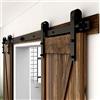 CCJH Binario per Porta Scorrevole Kit Doppia Anta Esterno Muro 7.5FT-223cm in Stile Rustico Classico Rulli Forma Hardware in Acciaio al Carbonio Nero