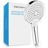 Bächlein Soffione Universale - Soffione con 3 Tipi di Getto, Facile da Cambiare con un Pratico Pulsante - Soffione Rotondo Cromato - Doccia a Mano con attacco Standard G 1/2