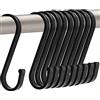 GAViA Ganci a S Neri, 20 Pezzi Ganci Metallo Multiuso, max 25 kg, 8.6 cm | Gancio a S Nero Alluminio Antiruggine, estremità grande e piccola, ganci per cucina, bagno, armadio, garage e ufficio
