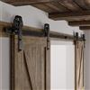 BONIKLUBA Binario per Porta Scorrevole Doppia 214cm Kit Porta Scorrevole Nera per 2 Porte Scorrevoli Interno Esterno Muro 53cm Larga, Centrale Ruota J-forma