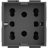 4Box, Side, Presa da Incasso Multistandard 1 Schuko + 2 Bipasso, Compatibile con Bticino Livinglight, 250 V, Antracite