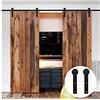 LWZH 8FT/244cm Binario per Porta Scorrevole Ferramenta Kit Porta Scorrevole Ferroviario per Doppia, Neri I-Form