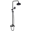 lousriyy Set doccia vintage con doccetta a pioggia, regolabile in altezza, set doccia con soffione da 8, set completo nero regolabile in altezza 90-118 cm, asta doccia a pioggia per bagno