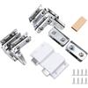 SEIWEI Set di cerniere per porte in vetro senza cornice, con chiusura magnetica a pressione per pannello di armadi da 5-8 mm, montaggio a doppia porta (argento brillante)