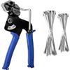 YQXCMR 200 Pezzi Kit Fascette Metalliche con Pinza, Fascette Stringitubo Autobloccante in Acciaio Inox, Pinza in Acciaio Carbonio Antiruggine per Auto e Idraulica, 150/200/250/300mm, Blu
