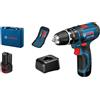 Bosch Professional 12V System Trapano-avvitatore con percussione a batteria GSB 12V-15 (incl. 2 batt. da 2.0Ah, caricabatteria, set di bit da 10 pz., valigetta professionale)