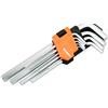 Kendo Set di chiavi a brugola extra lunghe fino a 231 mm - 9 pezzi con supporto pieghevole nelle dimensioni da 1,5 a 10 mm - Set di chiavi a brugola con fusti temprati