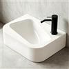 SukrHdoe Lavabo a parete in ceramica bianca per bagno piccolo, lavabo rettangolare sospeso 33.5x22.5cm, lavabo a vasca moderno a parete con scarico a destra