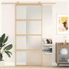 Gecheer Porta,Scorrevole,con Set Binario,Kit Montaggio,in Vetro ESG e Alluminio,Oro e Glassato,90x205 cm,Porta Scorrevole in Vetro e Alluminio