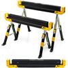 SOARS Set di 2 Cavalletti da Lavoro Pieghevoli, Carico Totale 1180 kg, 9 Altezze Regolabili 61,5-82,7CM, Cavalletto con Supporti Pieghevoli e Maniglie, Supporto per Taglio Legna (Nero+Giallo)