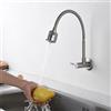 HOMELODY Rubinetto da cucina, montaggio a parete, solo acqua fredda, girevole a 360°, doppia funzione, in acciaio inox spazzolato
