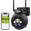 ENSTER PTZ Telecamera Wi-Fi Esterno con Doppio Obiettivo, 2K Camera IP Sorveglianza Tracciamento Auto dello Zoom Rilevamento Umano 8X Zoom Híbrido,Visione Notturna a Colori,Audio Bidirezionale
