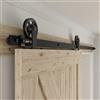BONIKLUBA Binario per Porta Scorrevole 244cm Kit Porta Scorrevole Nera per 1 Porte Scorrevoli Interno Esterno Muro 122cm Larga, Centrale Ruota T-forma