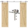 BONIKLUBA Binario per Porta Scorrevole Inox Doppia 244cm Kit Porta Scorrevole Nera per 2 Porte Scorrevoli Interno Esterno Muro 61cm Larga, Acciaio Inossidabile Y Forma