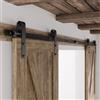 BONIKLUBA Binario per Porta Scorrevole Doppia 244cm Kit Porta Scorrevole Nera per 2 Porte Scorrevoli Interno Esterno Muro 61cm Larga, Piccola Ruota J-forma