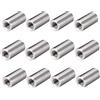 SEIWEI M6 304 acciaio inox filettato manicotto asta bar perno rotondo accoppiamento tubo dadi tono argento 20 pezzi (10 x 15 mm/0,39 x 0,59 pollici)