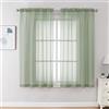 OVZME Tende trasparenti verde chiaro, 160 cm di lunghezza, 2 pannelli, per camera da letto e soggiorno, eleganti tende trasparenti filtranti per finestre, ognuna misura 106 x 160 cm (larghezza x