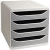 Exacompta 310041D Cassettiera BIG-BOX, 4 cassetti aperti per formato fino a 24x32cm, Dimensioni (LxAxP) 27.8x26.7x34.7cm