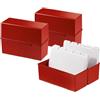 Hanlesi Schedario HAN DIN A5 orizzontale - 3 pz, traslucido, design attraente per 500 schede con cerniera in acciaio, rosso, 975-17