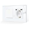 CNBINGO M1-P101 + MP0100U interruttore a bilanciere singolo con presa Schuko singola USB | bianco - molto buono