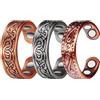 EnerCoppeX Set di 3 anelli in rame puro al 99%, da uomo e da donna, intarsiato con 4 magneti efficaci da 3500 Gauss, design aperto può regolare liberamente la dimensione, anello in rame da 5,8 cm (B)
