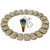 KULIA® Set di Pietre Runiche (25 Pezzi) con Pendolo dei 7 Chakra Rune in Avventurina Gialla (Feng Shui) Set Artigianale con Pendolo in Pietra Naturale, Alfabeto Runico e Simboli Reiki