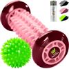 Feel Recovery Set Rullo Massaggiatore Piedi per Fascite Plantare + Pallina a Riccio per Massaggio di Riflessologia Muscolare - Kit Agopressione per Dolore Piede, Schiena, Gambe & Cellulite (Rosa)
