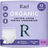 Rael Mutandine Mestruali Monouso da Donna in Cotone Bio (L-XL, 12 Pezzi) | Ultra Assorbenti per Flusso Abbondante, Notte e Post Parto, Anti-perdite, Ipoallergenico, Senza Profumi, Vegano, Cruelty Free