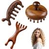 Dwitkul 3 Pezzi Spazzola Massaggiante per Cuoio Capelluto, Spazzola per Massaggio alla Testa, Massaggiatore per Scalp in Legno di Sandalo Naturale, Set Strumento Massaggio per Casa o Viaggio