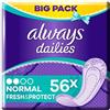 Always Dailies - Salvaslip da donna Fresh & Protect Normal (56 inserti) Big Pack, traspiranti, flessibili e confortevoli