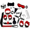LOVONE - Set bondage 18 pezzi, perfetto per i principianti e gli esperti, manette e maschera per gli occhi, sex toy per le coppie, amanti del sesso, Set schiavitù, nero e rosso