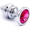 BONDAGERIE® Sextoy Plug anale spirale con diamante fucsia, sacchetto incluso, Taglia Kit 3 Plug S M L