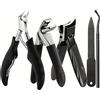 Generic Set da 5 pezzi in acciaio inox per la cura delle unghie per unghie incarnite e spesse - Set di tagliaunghie robusto con lima per unghie, pinzette per cuticole, tagliaunghie per unghie spesse per