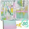 Generic Set di strumenti per manicure in stile moderno, include una custodia da viaggio portatile, tronchesina cuticole e kit tagliacuticole, pedicure professionale per unghie, kit di bellezza da viaggio
