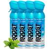 Boost Oxygen - Bombola di Ossigeno Portatile - Bomboletta di Ossigeno Puro e Naturale al 95% - Concentrazione, Recupero, Energia, Umore, Medio - 20Lt,4x5Lt (4x Pacchi - 400 Inalazioni)- Menta Piperita