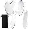 MUU 4pz Gua Sha in Acciaio Inox Strumento Gua Sha Gua Sha in Acciaio Inossidabile Strumento Raschietto Con custodia per occhi viso collo corpo