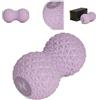 TREXO Doppia palla Duoball viola 16 x 9 x 9 cm realizzata in EVA flessibile, durevole e leggera, doppia palla massaggiante con superficie antiscivolo, ideale per il collo della schiena
