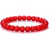 AOWNE Braccialetti in rilievo da 8 mm per donne e uomini in vetro trasparente con cristallo elasticizzato braccialetto elastico corda braccialetti gioielli, rosso, 19 cm