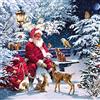Miss Lovely Tovaglioli natalizi in stile retrò, motivo: Babbo Natale, Babbo Natale, Babbo Natale, Babbo Natale e gli animali della foresta invernale, decorazione natalizia, decorazione da tavolo,