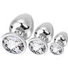 BONDAGERIE® Plug anale in metallo con gioiello bianco, sacchetto incluso, sextoys, Taglia Kit 3 Plug S M L