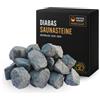 Doubleyou Geovlies & Baustoffe | Pietre per sauna Premium 5 kg | 80 - 120 mm Diabas grande | Per tutti i forni da sauna | Resistente al calore e al calore | selezionabili a mano e di alta qualità |