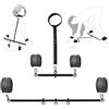 BAISUOSI Kit divaricatore bondage per coppie con polsini regolabili per polsi e caviglie, collare con restrizioni, manette e catene di collegamento. Accessorio BDSM per giochi di ruolo adulti(Nero)